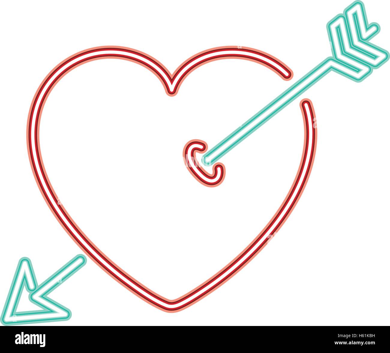 Heart arrow neon style hi-res stock photography and images - Alamy