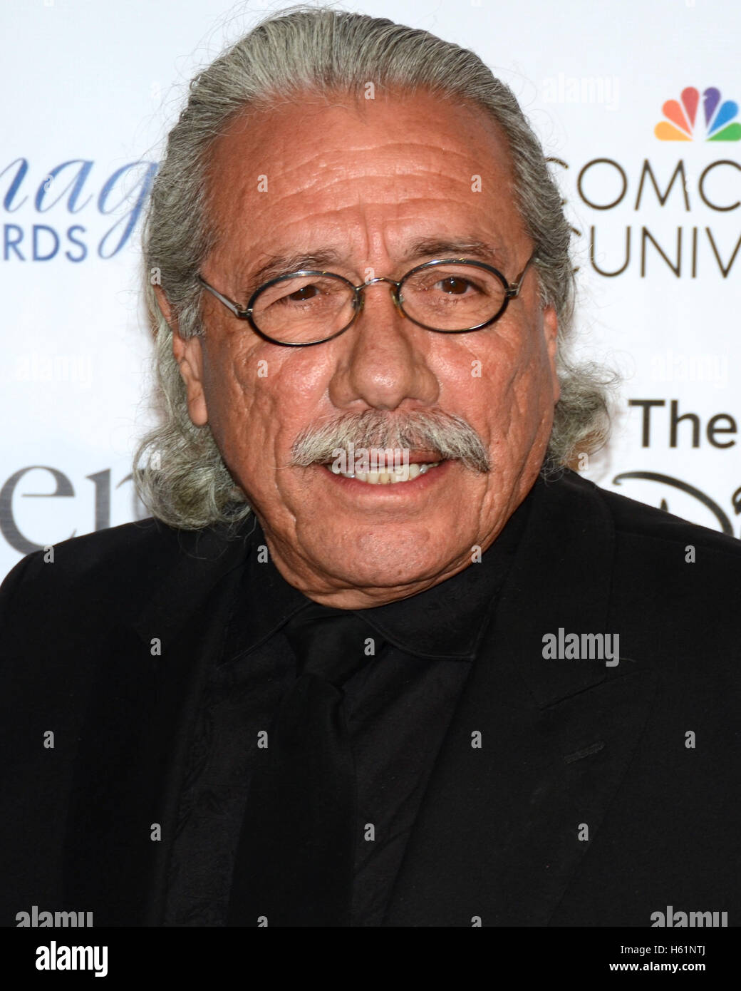 Edward James Olmos arrives at the 30th Annual Imagen Awards on August 21, 2015 in Los Angeles, California. Stock Photo