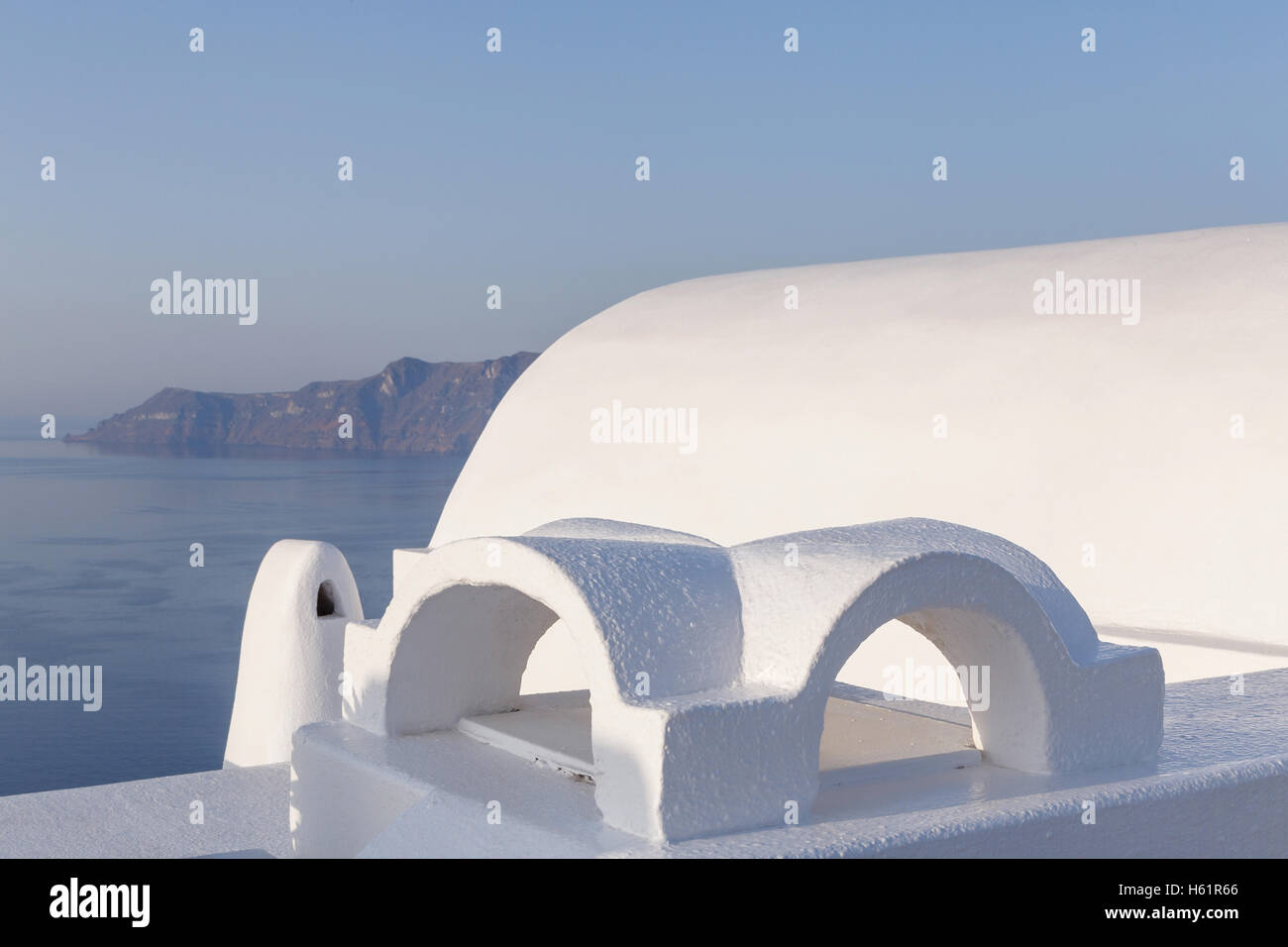 traditional whitewashed Cycladic house in Oia on Santorini Stock Photo