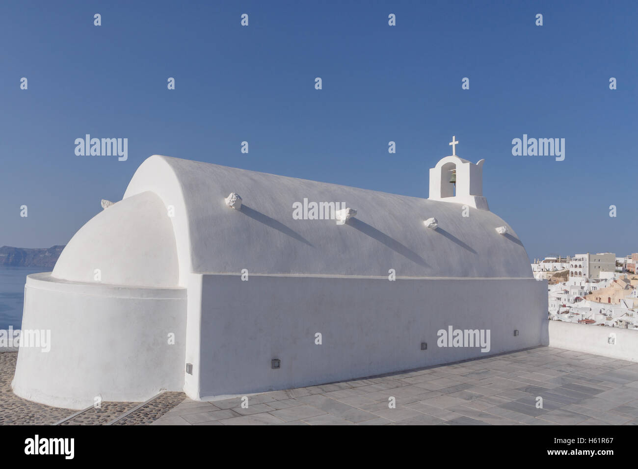 white chapel in Oia on Santorini Stock Photo