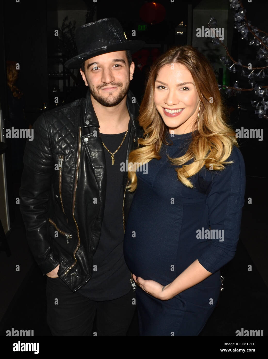 Mark Ballas and Allison Holker attends the GBK and Pilot Pen Golden Globes 2016 Luxury Lounge - Day 2 at W Hotel in Hollywood on January 9, 2016 in Hollywood, California. Stock Photo