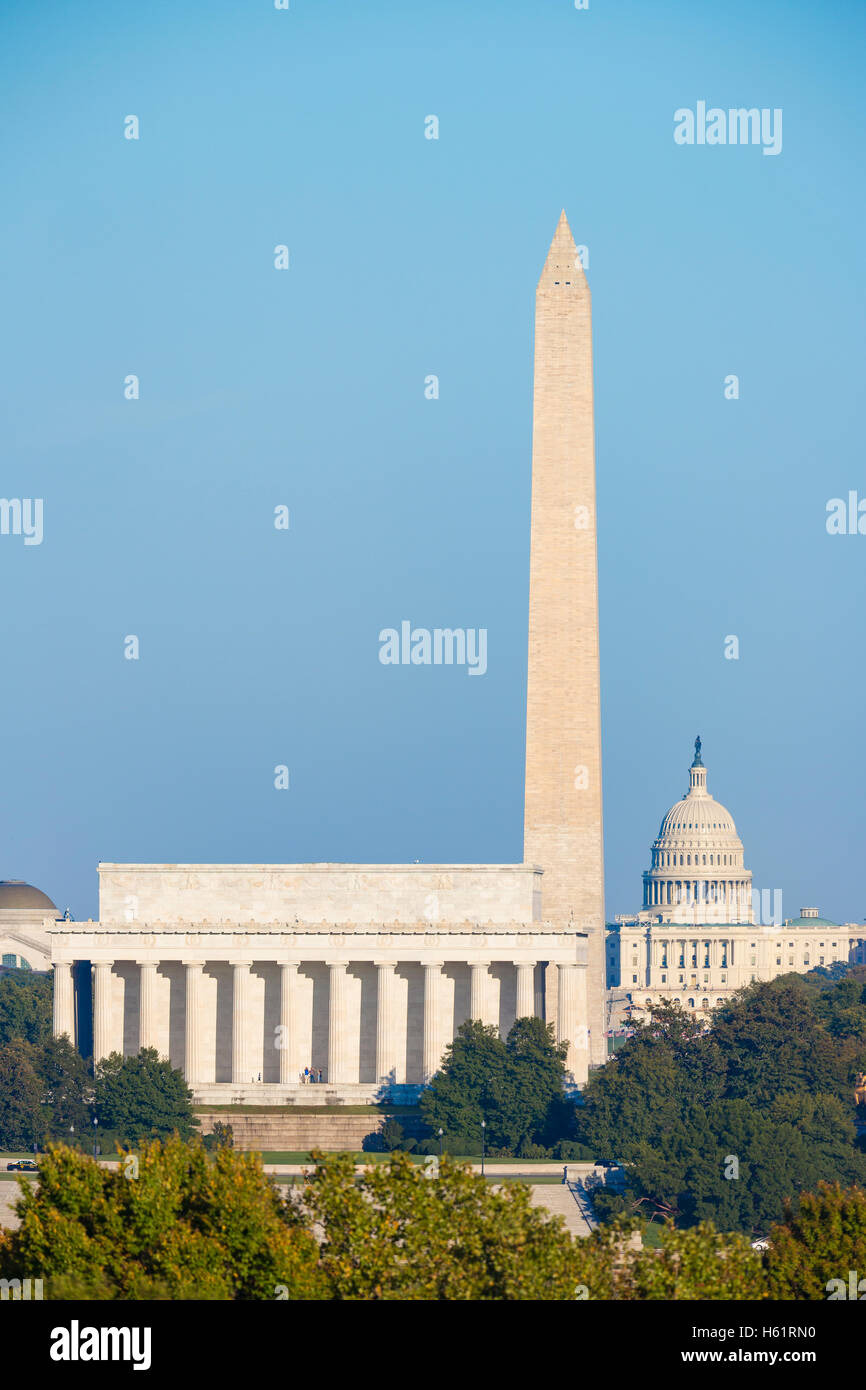 WASHINGTON, DC, USA - Lincoln Memorial, Washington Monument, U.S ...