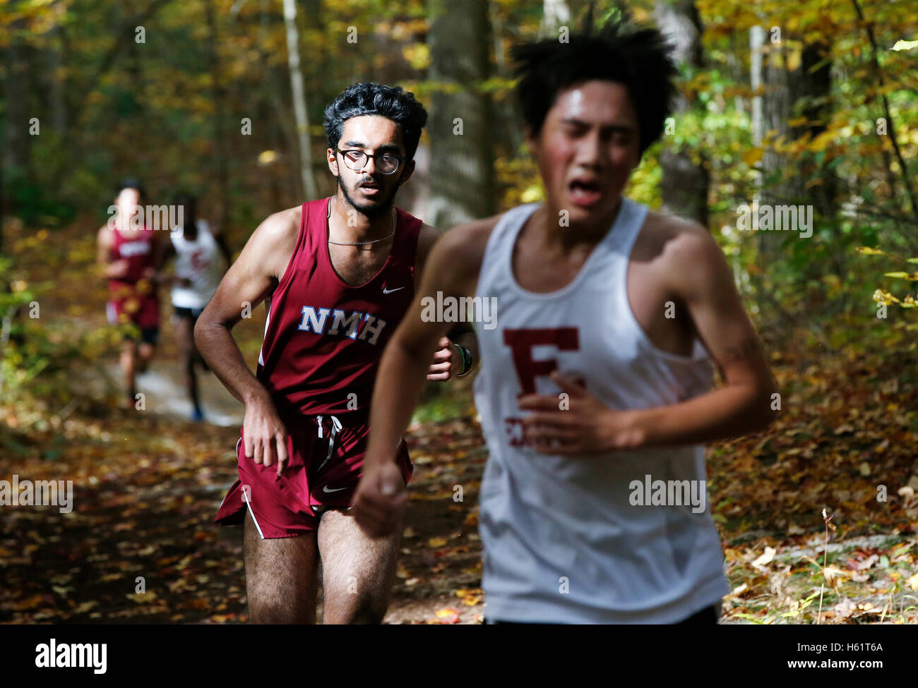 High school track team cross country race, Gill, Massachusetts Stock Photo