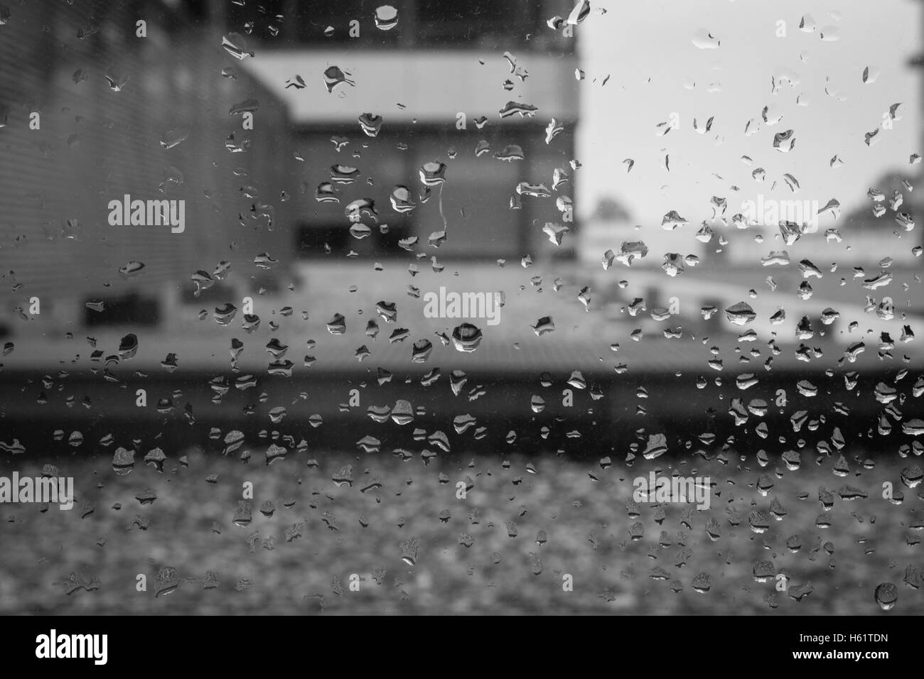 Rainy day at the office, black and white Stock Photo - Alamy