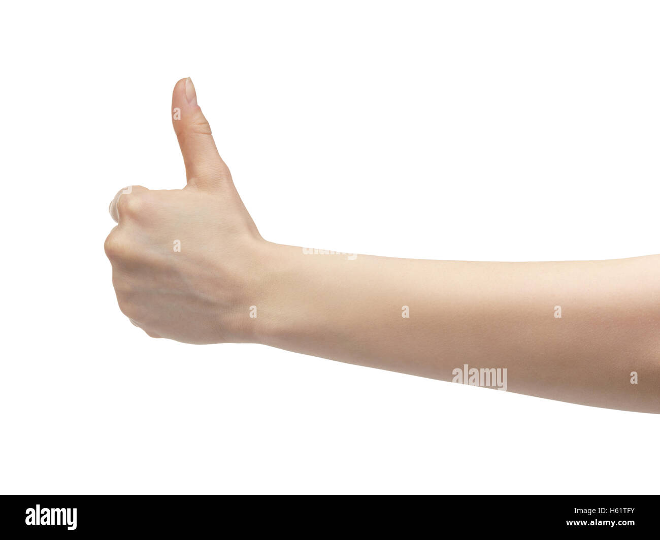 young female hand thum up gesture Stock Photo
