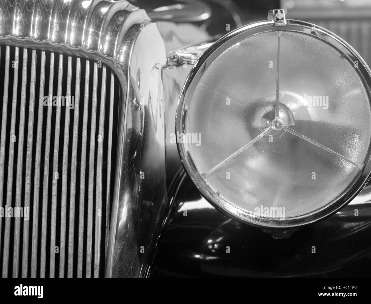 Headlamp of the Daimler 4 litre saloon (bought by Queen Mary for private use in 1947 when she was nearly 80 years old). Stock Photo