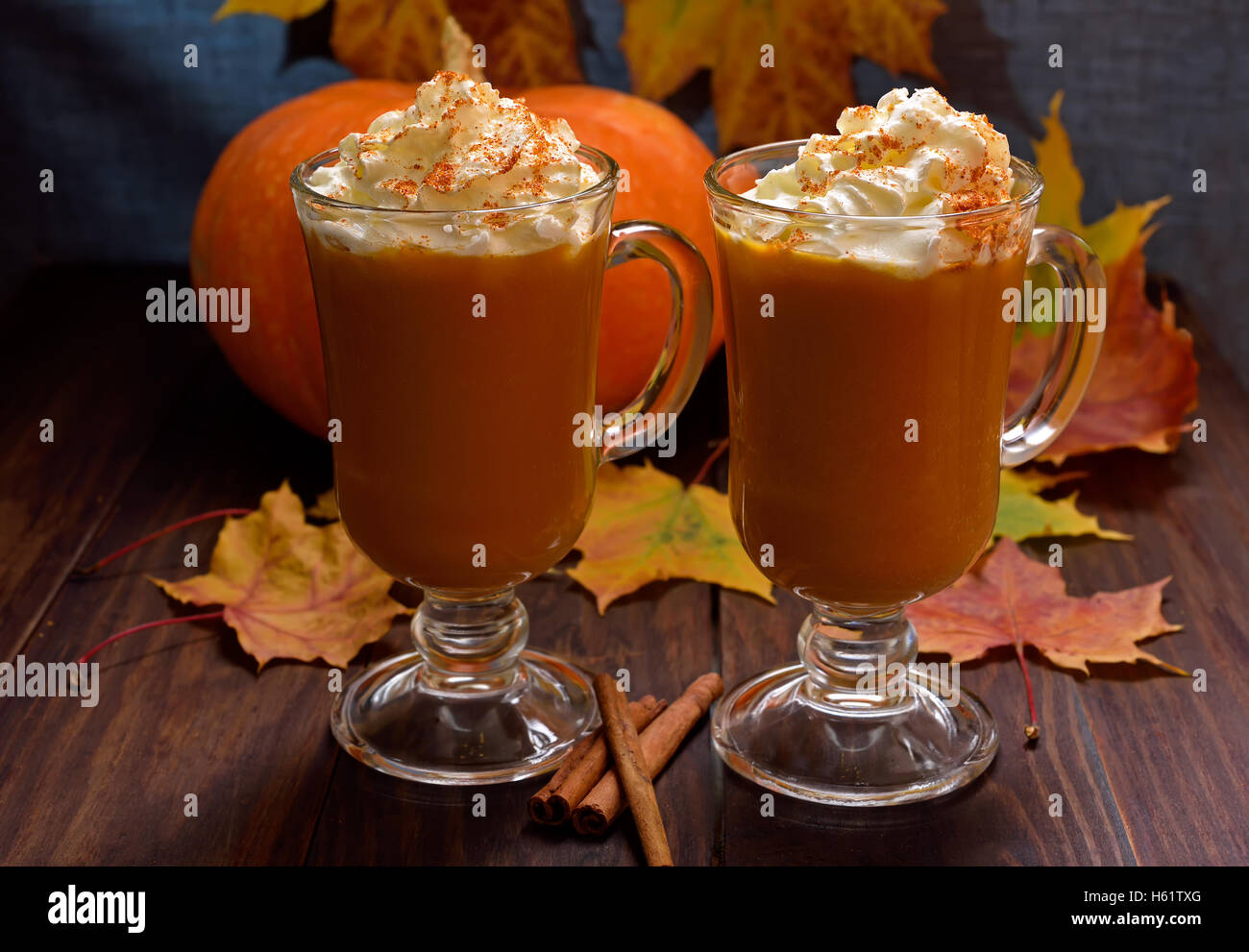 Pumpkin spice latte with whipped cream, autumn seasonal beverage Stock ...