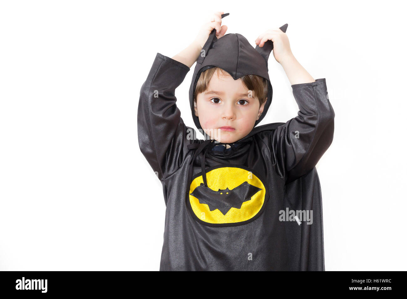 Boy with carnival costume . Costume of bat. Stock Photo