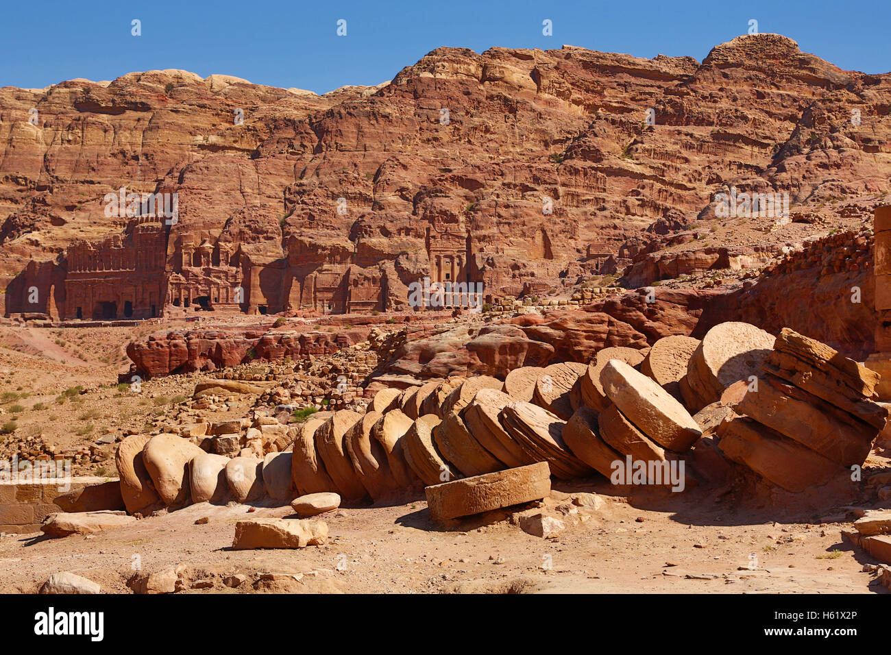 The Royal Tombs in the rock city of Petra, Jordan Stock Photo