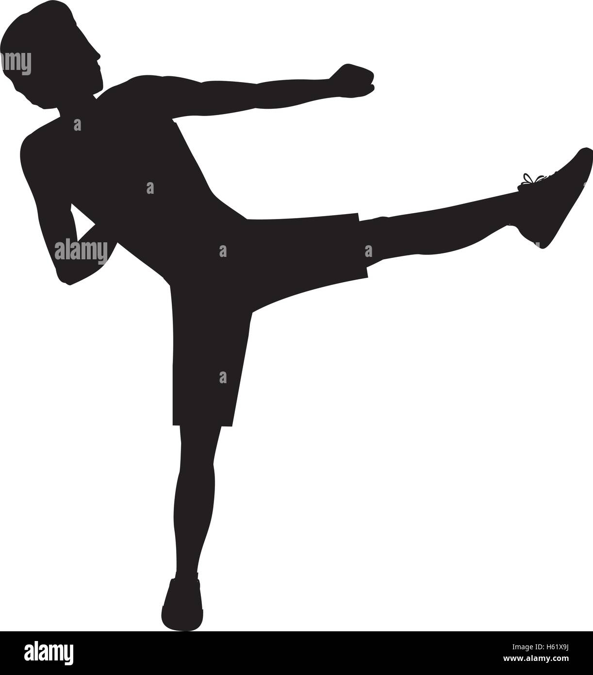 silhouette man martial arts kick Stock Vector Image & Art Alamy
