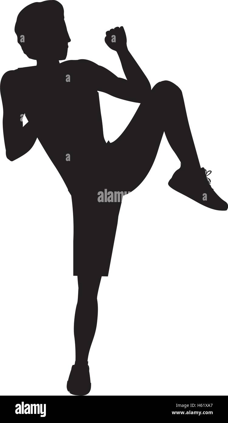 silhouette man martial arts kick halfheight Stock Vector Image & Art