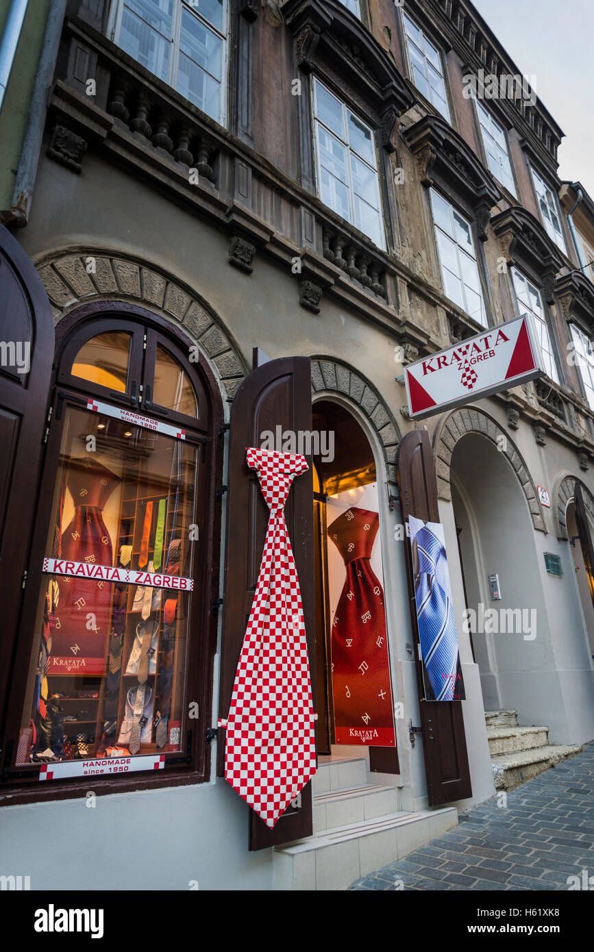 Famous tie shop Kravata in Radiceva Street, Croatia is the homeland of the  First Tie, Zagreb, Croatia Stock Photo - Alamy