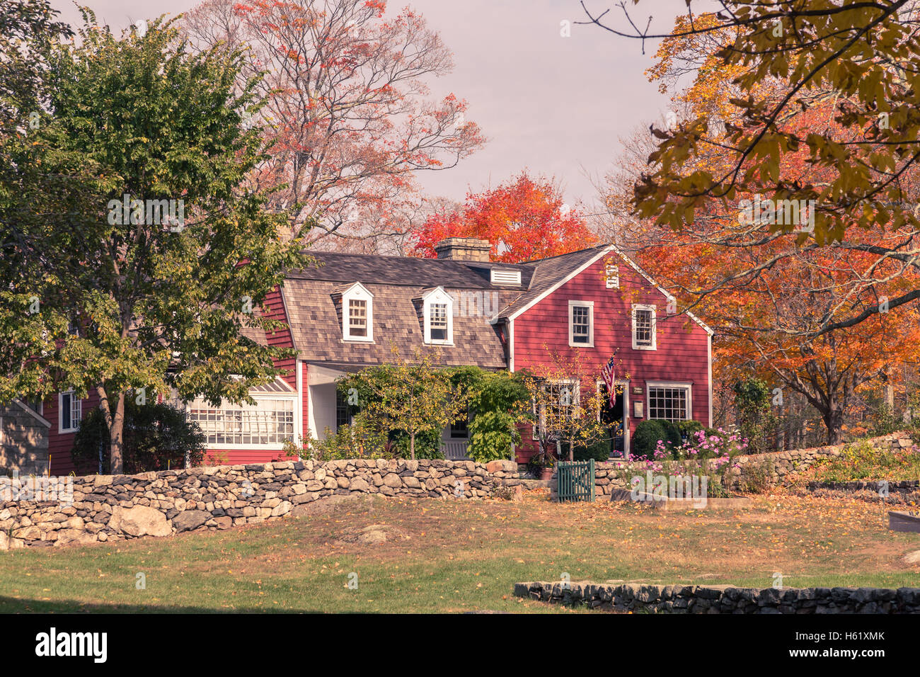 Toned image of Visitors Center at Weir Farm, a National Historic Site in Wilton, CT. Stock Photo