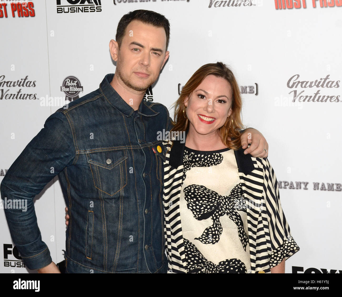 Colin Hanks and wife Samantha Bryant attends the Los Angeles Premeire