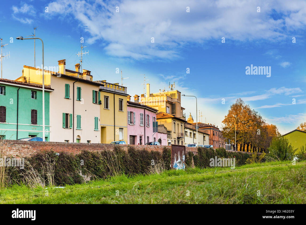 colourful houses in village in Emilia Romagna in Italy Stock Photo - Alamy