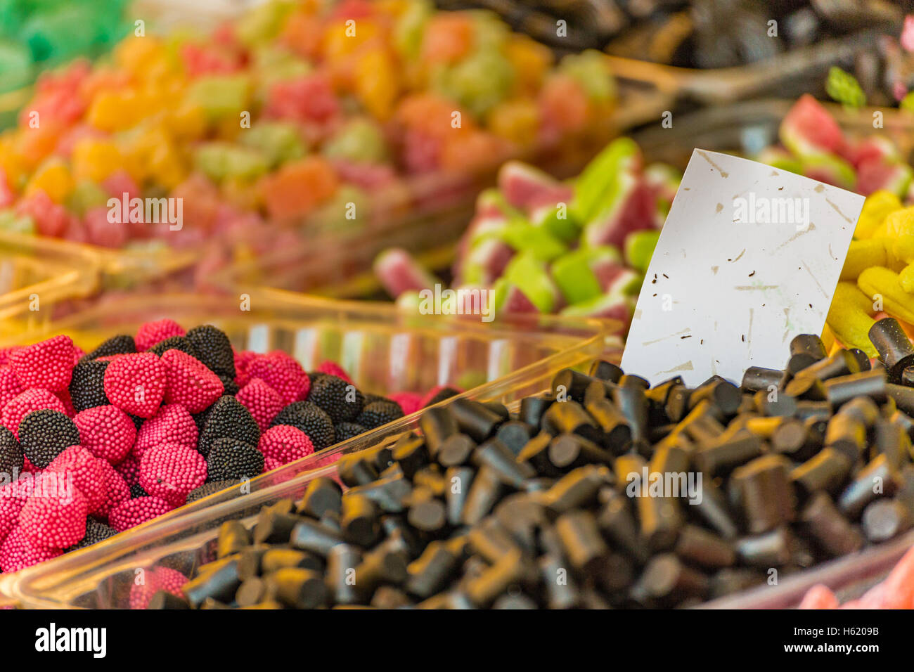 Background of colourful candy jellies in stall market Stock Photo