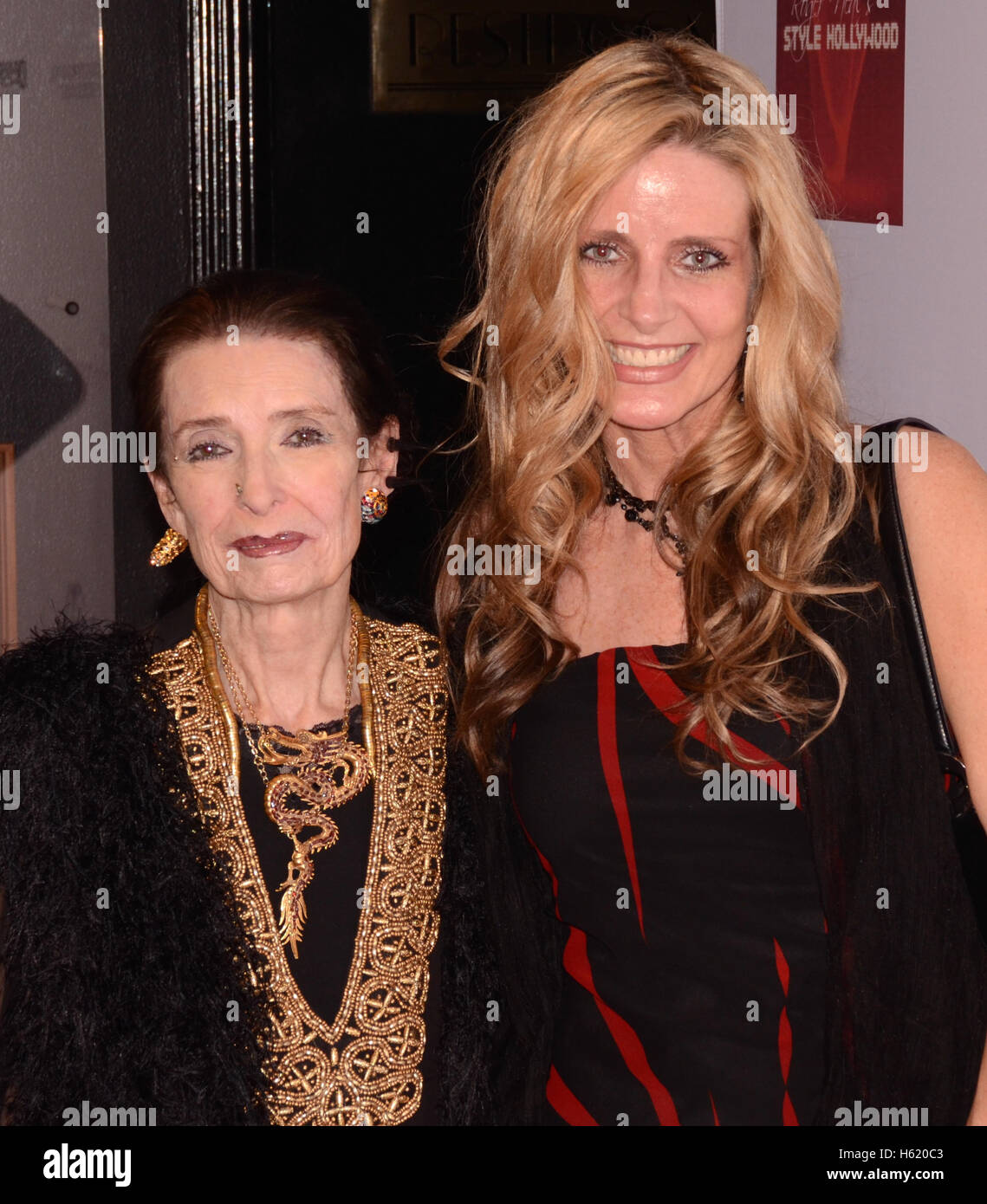 Margaret O'Brien (l) arrives at the 1st Annual Roger Neal Style Hollywood Oscar Viewing Dinner at The Hollywood Museum on February 28, 2016 Stock Photo