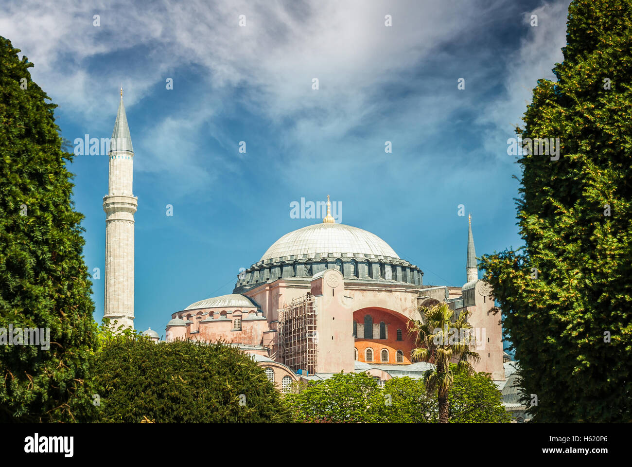 Hagia Sophia museum, Istanbul, Turkey. Aya Sofia mosque exterior in Istanbul, Turkey Stock Photo
