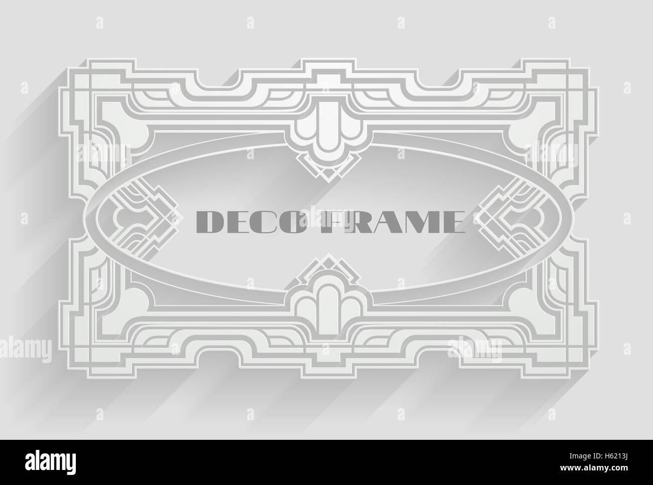 A vintage white cut-out art Deco style background frame design Stock Photo