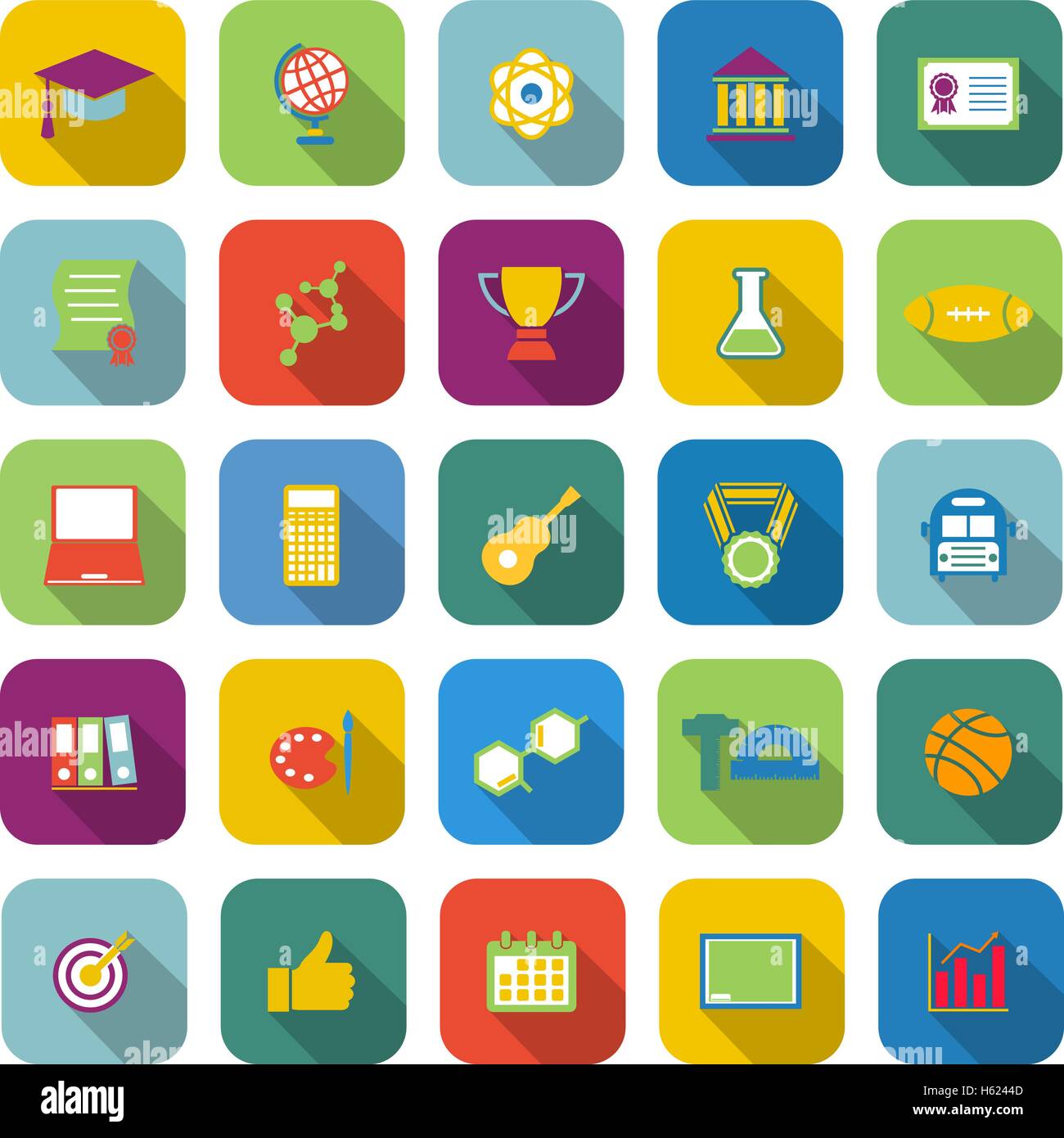 College color icons with long shadow, stock vector Stock Vector Image ...