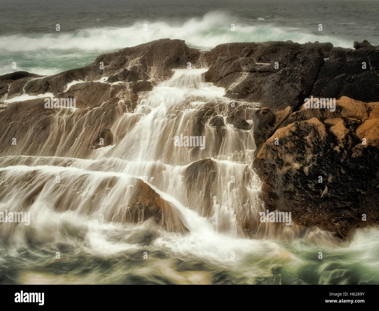 Crashing storm waves. Point Lobos State Reserve. California Stock Photo