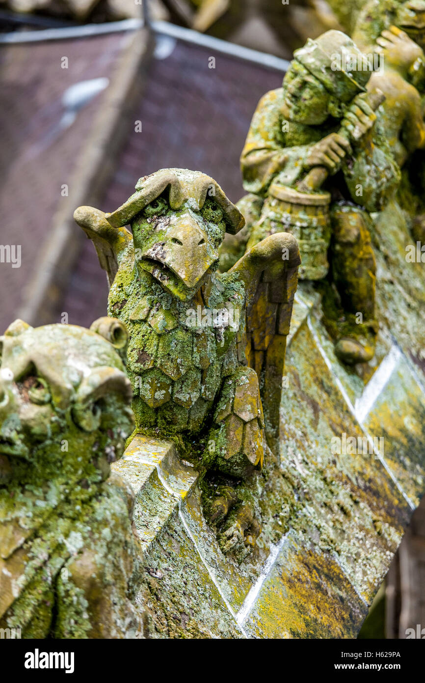 Statues of decorative and fantasy figures on the buttresses of St.Jan Cathedral in 's-Hertogenbosch, Netherlands Stock Photo