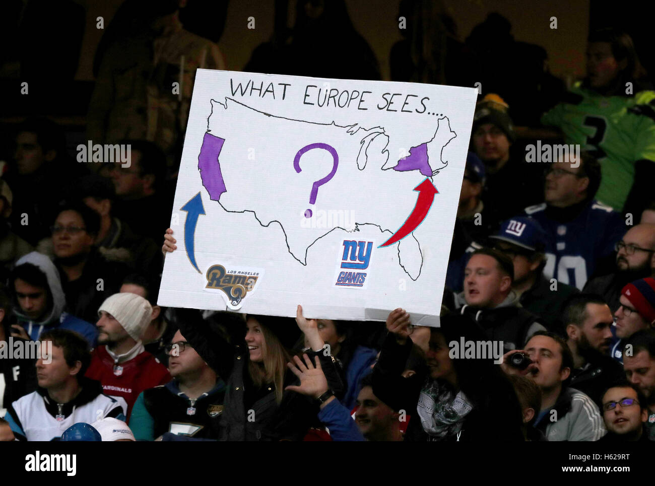 American football fans in the stands during the NFL International