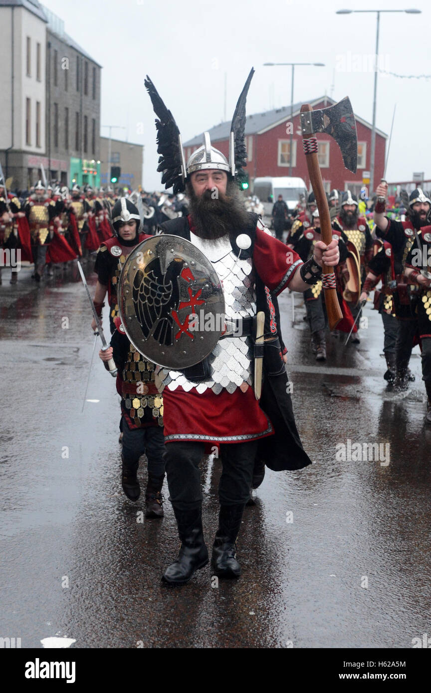 Up Helly Aa fire festival 2016 in Lerwick Shetland Islands held on the last Tuesday in January Stock Photo