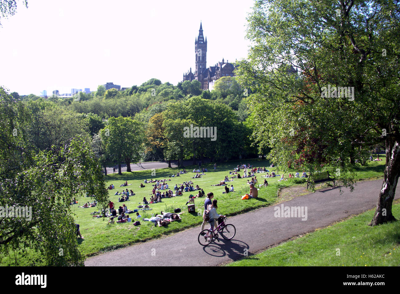 Glasgow kelvingrove  park which contains both the university and the museum in the Park area of the city's affluent west end Stock Photo