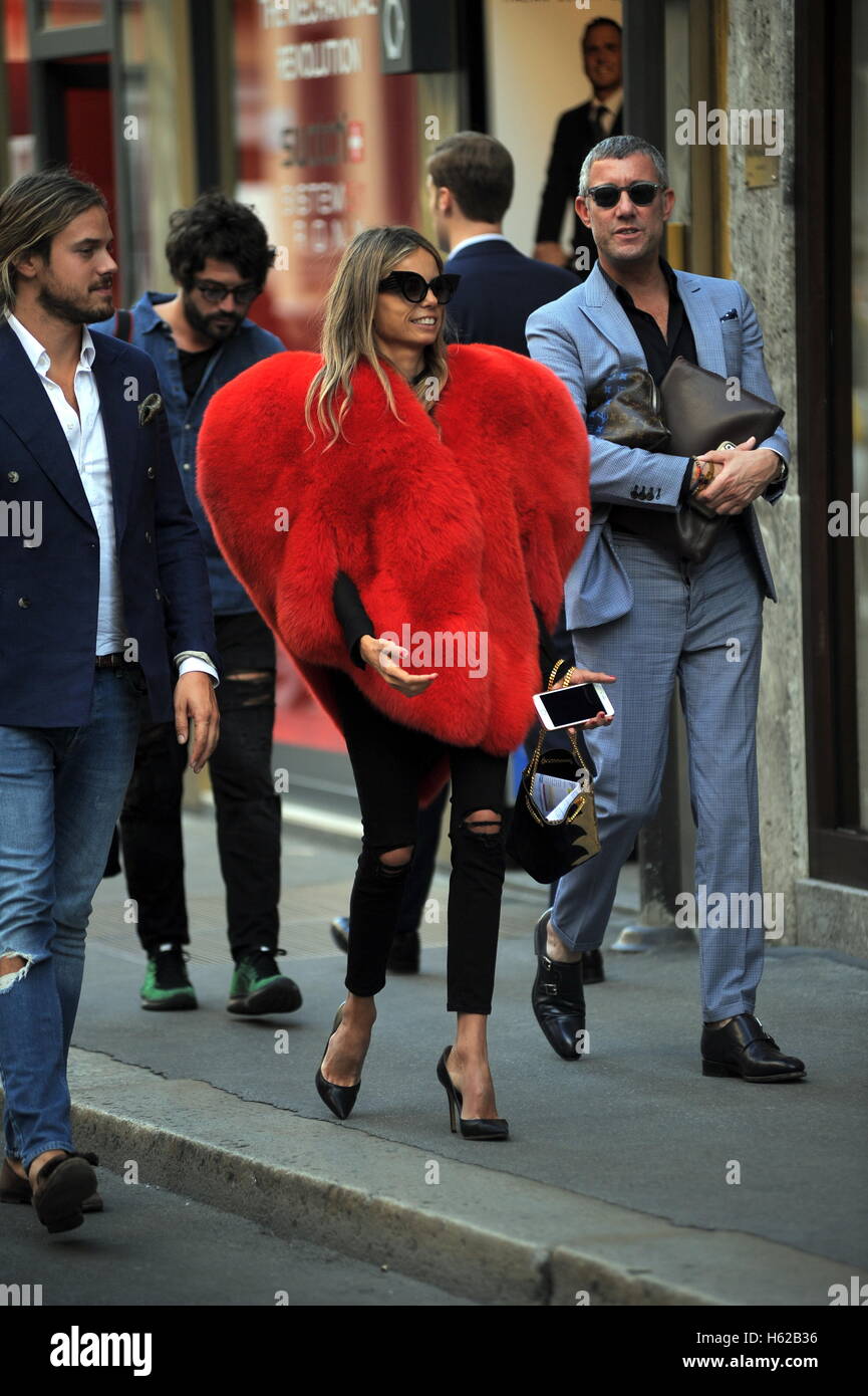 Moschino's heart shaped fur coat Featuring Model Where Milan, Italy