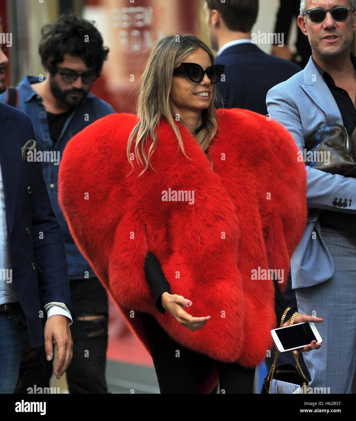 Moschino's heart shaped fur coat Featuring Model Where Milan, Italy