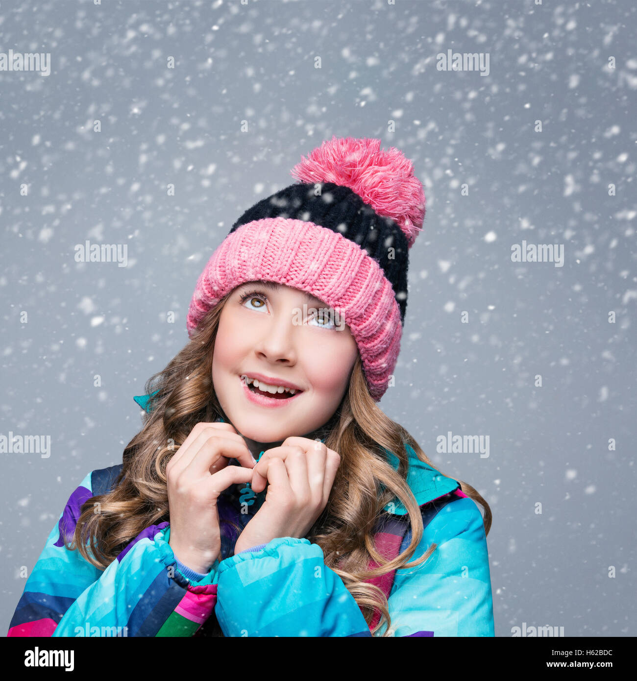 Beautiful girl in wool hat Stock Photo Alamy