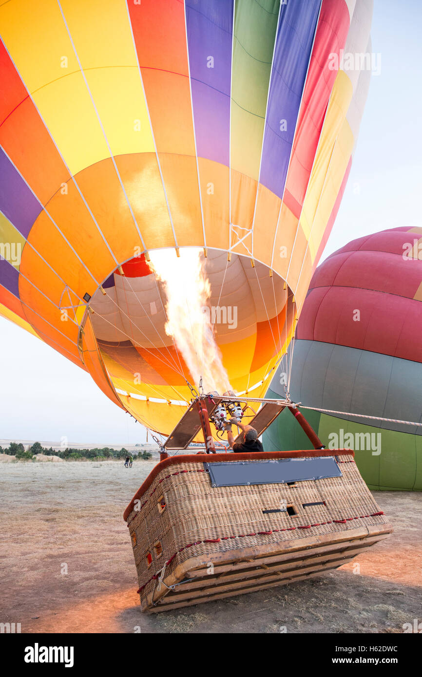 Hot air ballon is being prepared Stock Photo