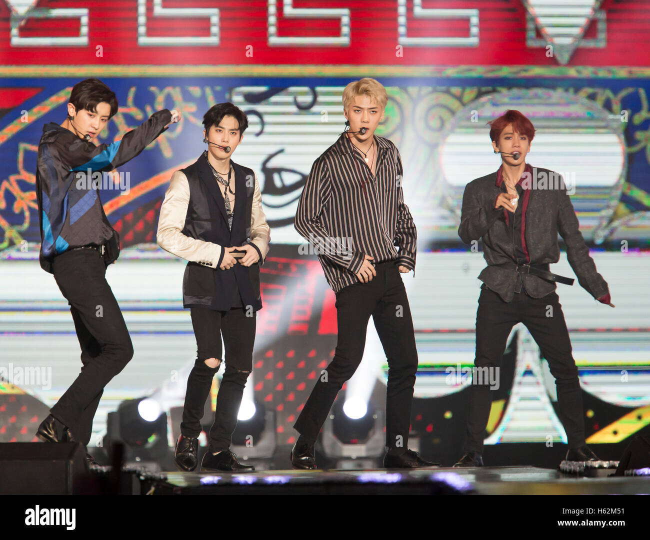 EXO, Oct 8, 2016 : South Korean boy band EXO performs at MBC Korean