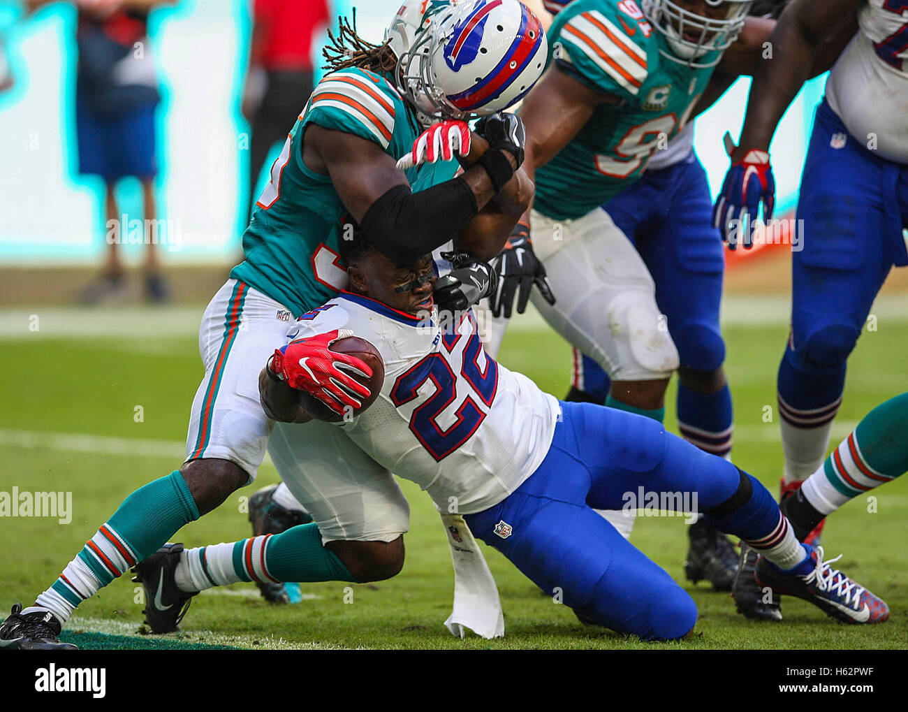 REGGIE BUSH 8X10 PHOTO MIAMI DOLPHINS PICTURE NFL FOOTBALL CLOSE UP ACTION