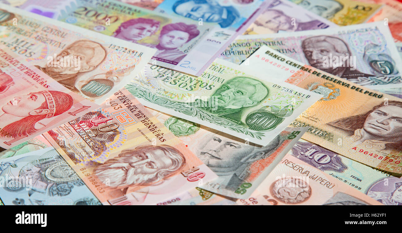 Variety of South American banknotes Stock Photo - Alamy