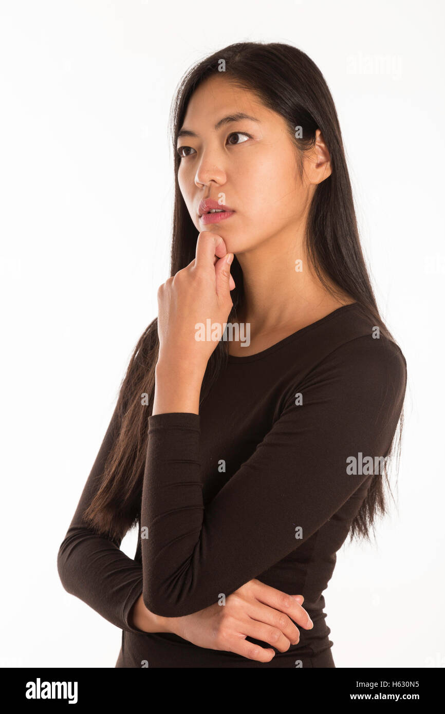 Young Japanese Woman with White Background (series) Stock Photo