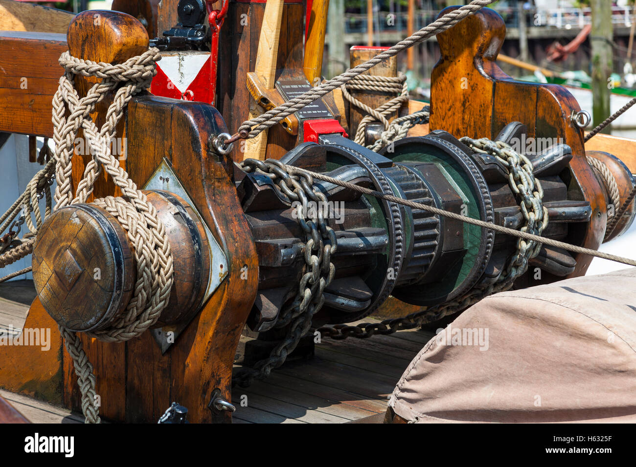 Close Up from Sailing Ships Equipment Details / winch in the Museum