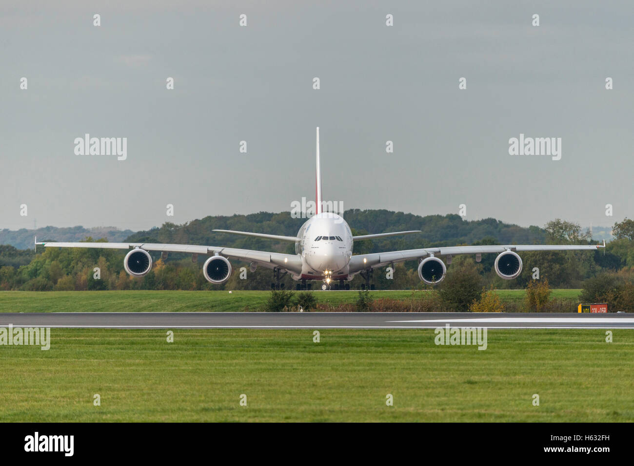 A6 - EOU A380 Emirates Expo 2020 Dubi UAE  departure At Manchester Airport England Uk. Stock Photo