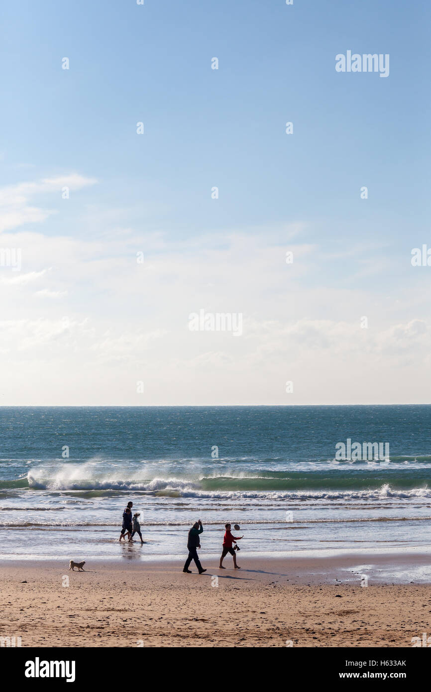 People on Freshwater West beach, Pembrokeshire, Wales, UK Stock Photo