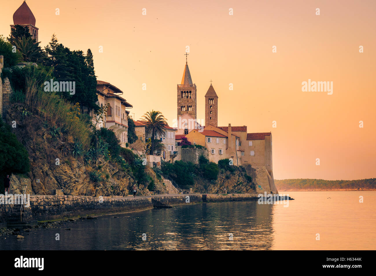 View of the town of Rab, Croatian tourist resort on the homonymous island. Stock Photo
