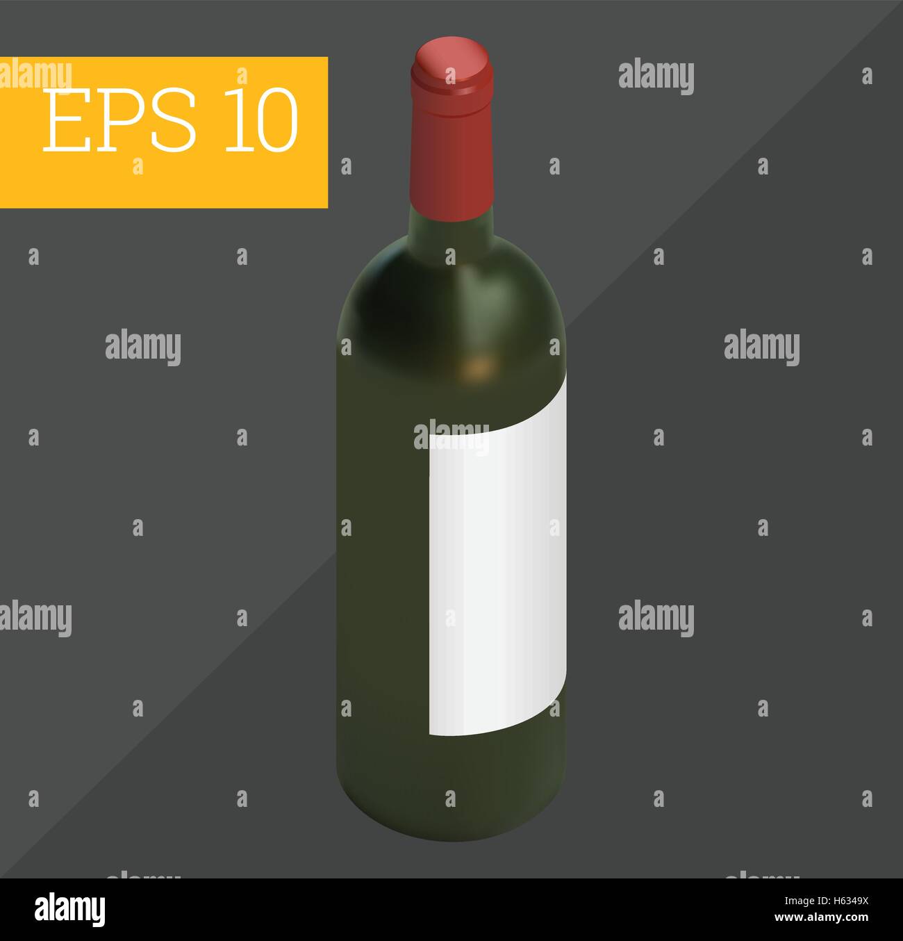 wine bottle isometric vector illustration Stock Vector