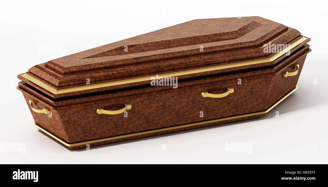 Coffin isolated on white background. 3D illustration Stock Photo - Alamy