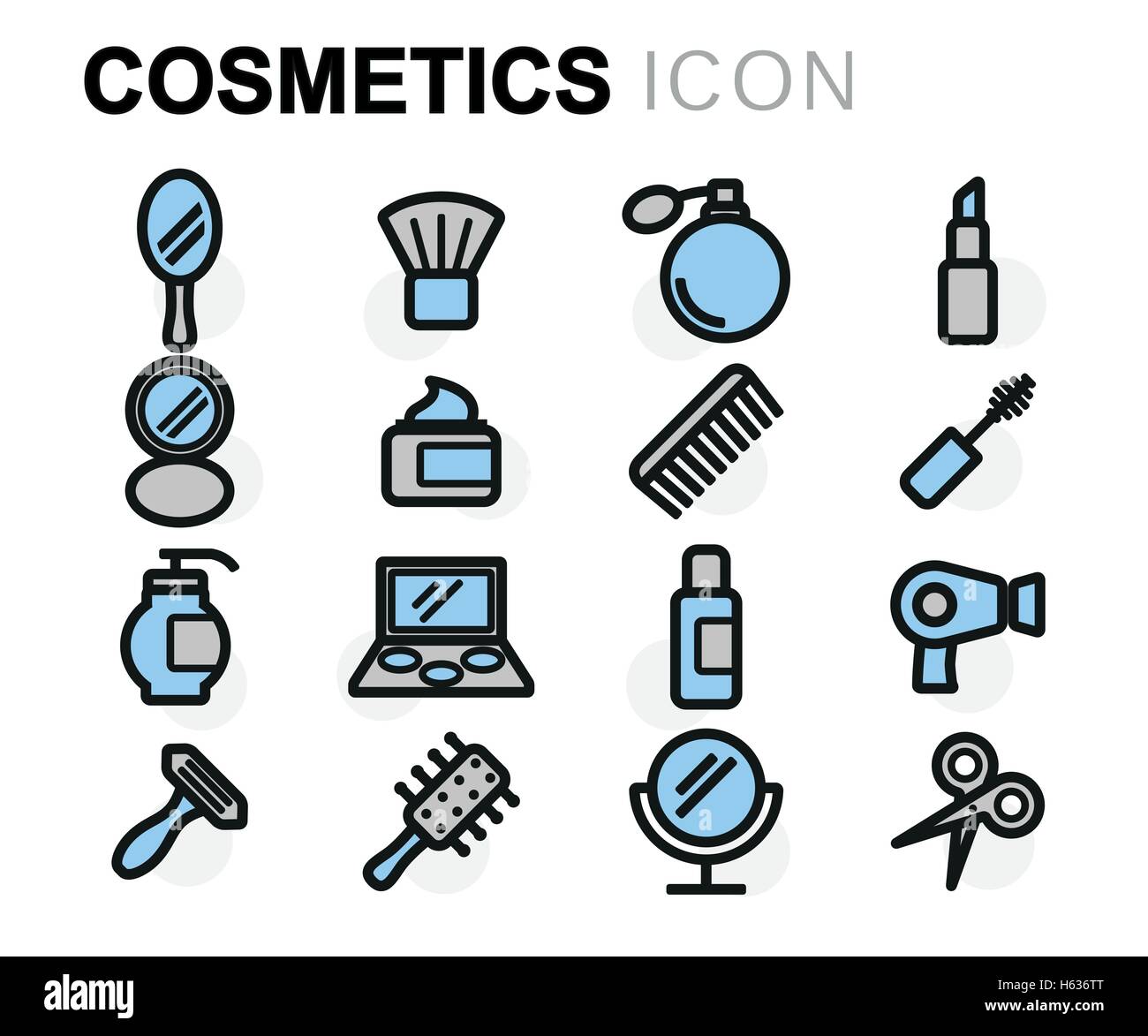 Vector flat line cosmetics icons set on white background Stock Vector ...