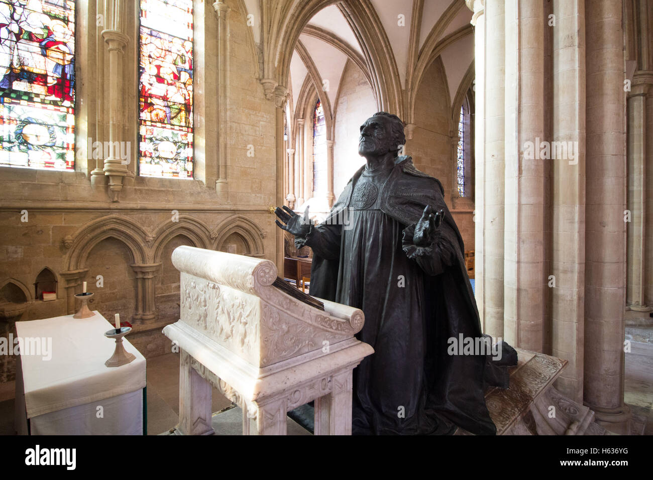 The Statue of George Ridding D D First Bishop of Southwell 18884 - 1904 inside Southwell Minister Stock Photo
