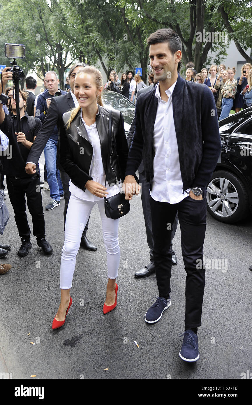 Milan Fashion Week Spring/Summer 2017 - Giorgio Armani - Outside Arrivals  Featuring: Novak Djokovic, Jelena Djokovic Where: Milan, Italy When: 23 Sep  2016 Credit: IPA/WENN.com **Only available for publication in UK, USA,