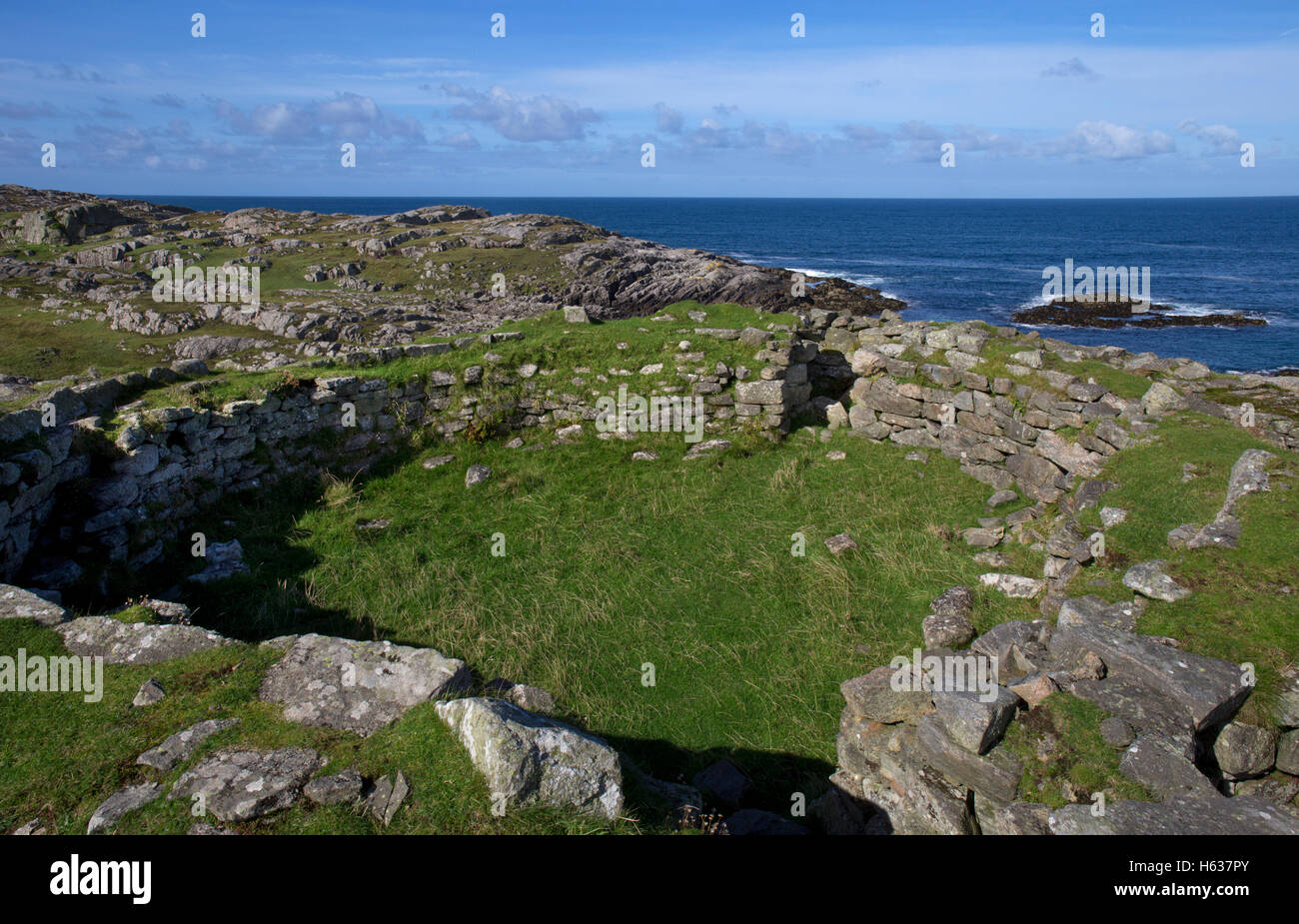 Dun Mor Vaul, Iron age Broch,Tiree,Tiree,Inner Hebrides,Argyll and Bute,Scotland Stock Photo