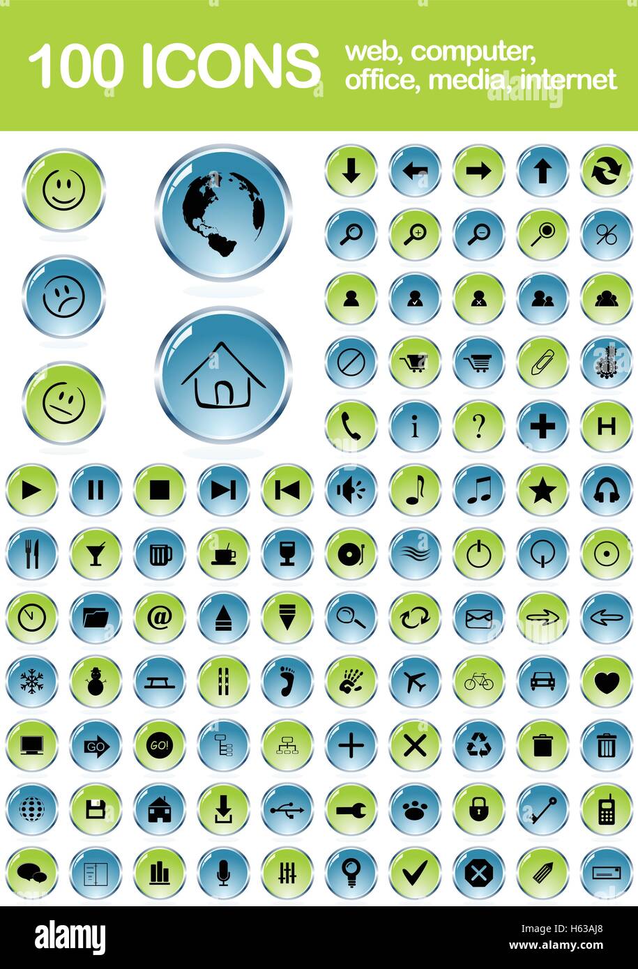 100 icons office hi-res stock photography and images - Alamy