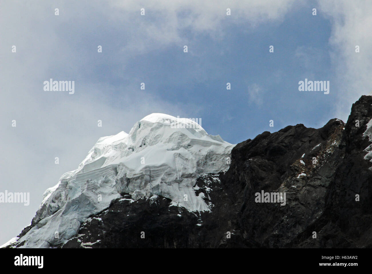 Mountain peak in the peruvian Cordillera Blanca Stock Photo