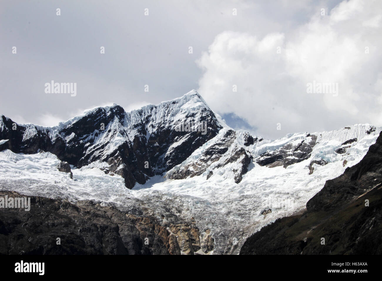 Mountain peak in the peruvian Cordillera Blanca Stock Photo